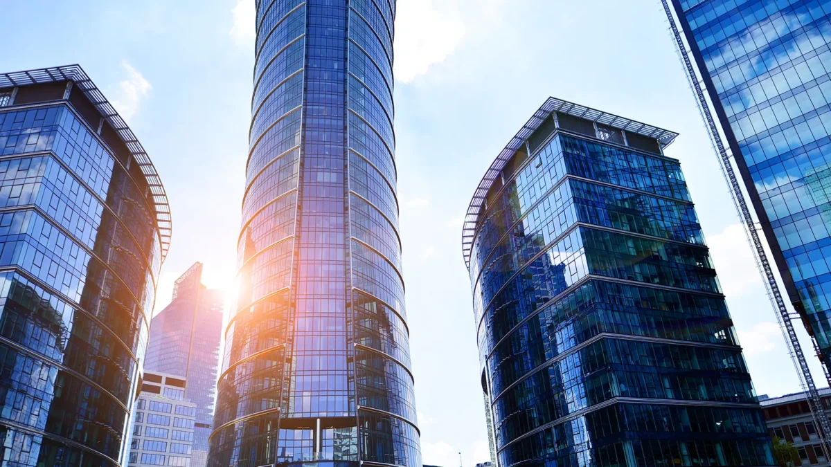 View of modern skyscrapers in the business district