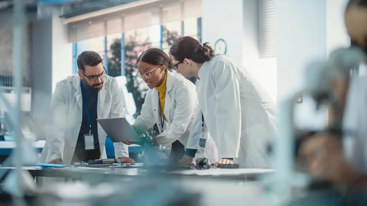 Engineers working in a company lab