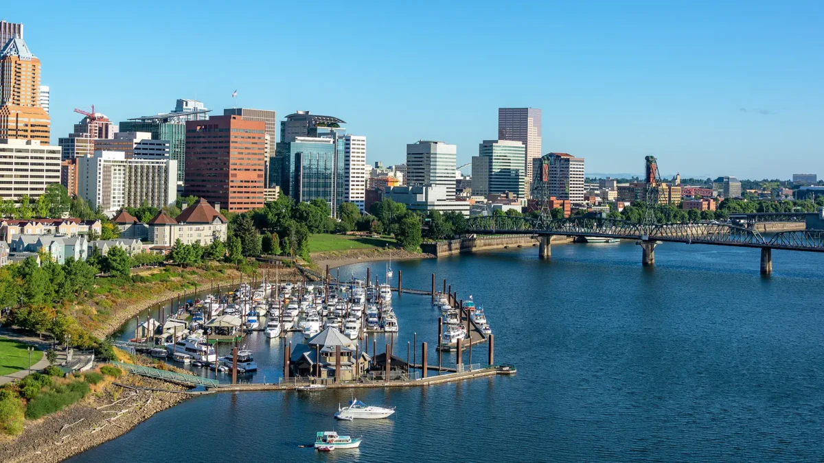 Marina with downtown Portland