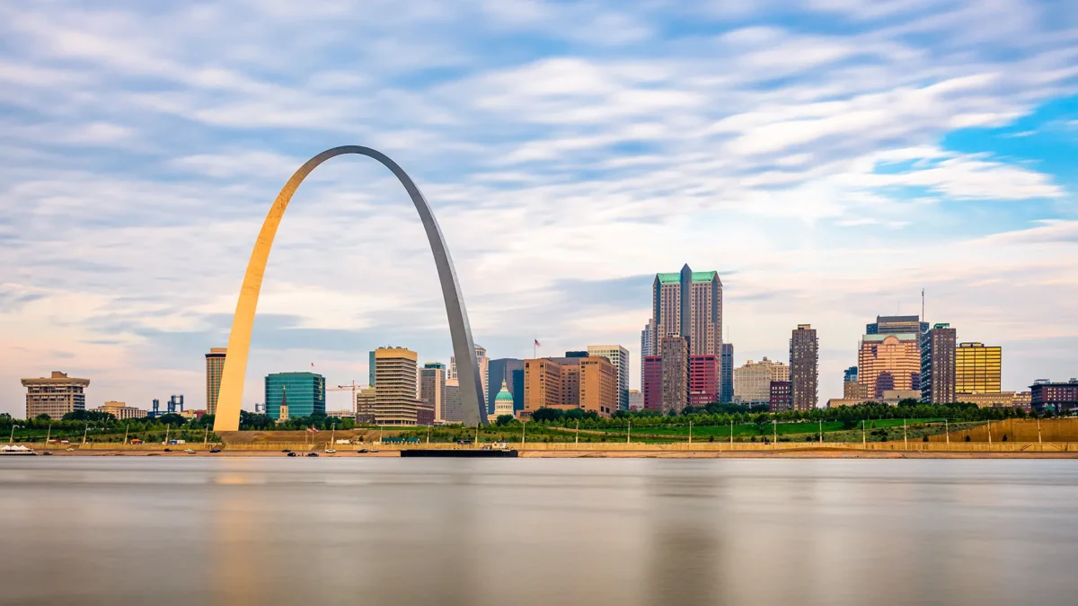 Downtown cityscape on the Mississippi River