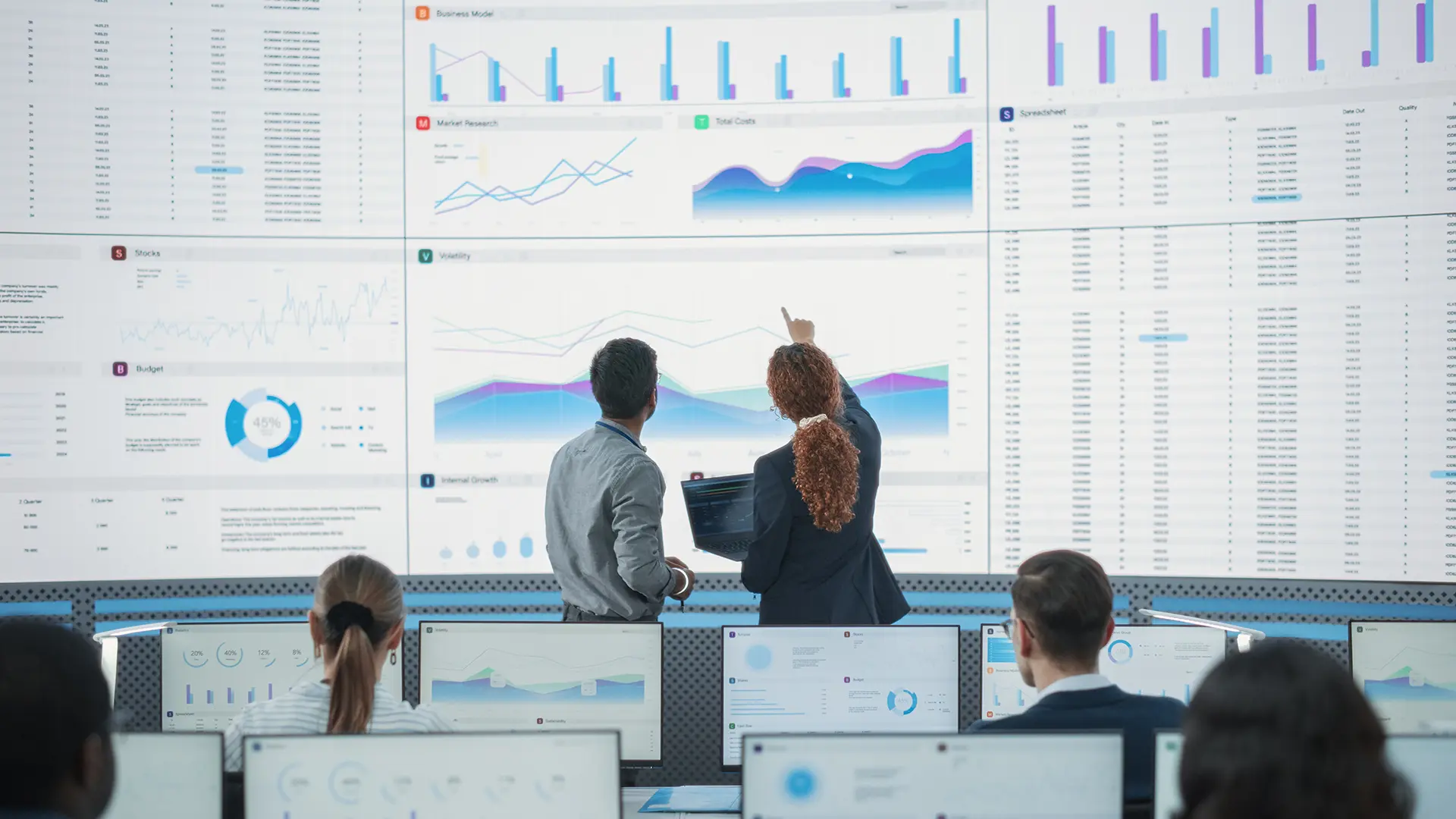 Managers analyzing data
