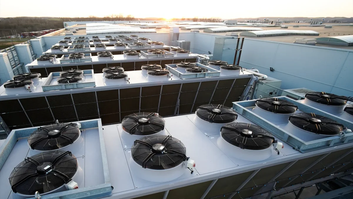 Row of industrial condensers or coolers